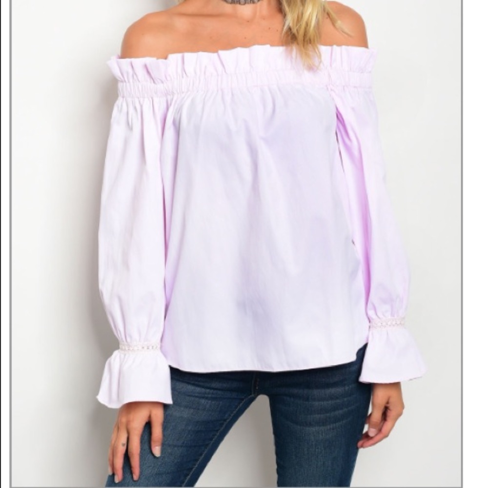 Off the shoulder baby pink Poplin blouse 🙃